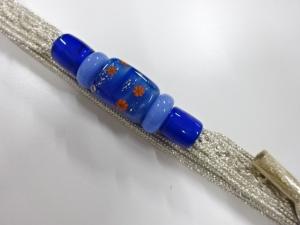 未使用品　トンボ玉帯留め・正絹手組帯締めセット